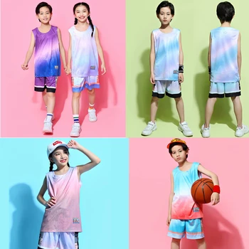 Обичай Баскетболен Трикотаж, Детски къси Панталони Блузи Баскетболно Форма Без Ръкави, Бързосъхнеща Дишаща camiseta de baloncesto infantil