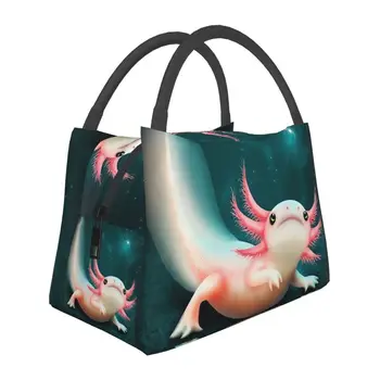 Обичай обяд-Бокс за мъже и Жени Axolotl Smile Lunch Bag с Термоизолация за работа или Пътуване
