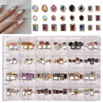 Огледален Diamond Камък Комплекти За Дизайн На Ноктите Crystal K9 Стъклени Скъпоценни Камъни С Овална Форма/Кръгла/Квадратна/Правоъгълна Скъпоценен Камък Декорация За Нокти Планински Кристал, 0