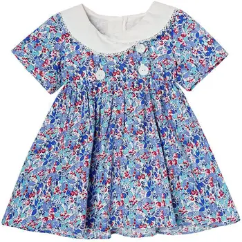 Принцеса рокля за момичета, Лятна Бебешка рокля с флорални принтом за момичета, Детски празничен костюм, Детски дрехи от 1 до 7 години
