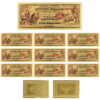 Са подбрани Американската Златна Банкнота 1875 Г. Един Долар, Злато на Световните Хартиени Пари, Качествени Художествени Занаяти, Златни Банкноти, 10 бр.