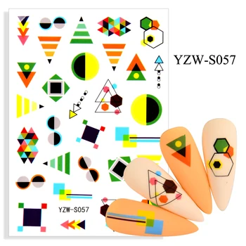 Самозалепващи 3D Стикери за Нокти, Цветни Геометрични Триъгълни Декорации за Нокти, Есенна Линия, Стикер, Жени, Момичета, Фолио за Нокти