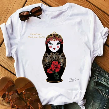 Тениска с руската манекенка, Дамски дрехи, 2022, Забавна лятна модна Тениска Дамска Бяла Ежедневни Тениска, Дамска риза в стил Харадзюку