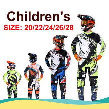 Фланелка и Панталони за мотокрос, бебешки дрехи за големи момчета и момичета, на индивидуален идентификационен номер, име, лого, набор на оборудване, състезателен костюм, еластичността на МТБ 4