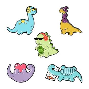 Цветни карфици серия динозаври, мультяшные сладки музикални динозаври, брошки от сплав на динозаврите, икони за украса на чанти, подаръци за приятели
