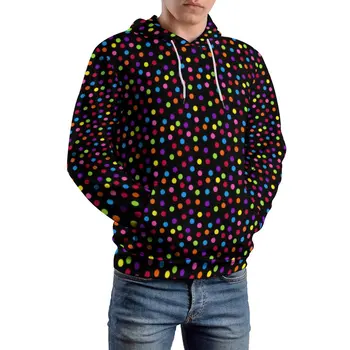 Цветни Свободни Блузи На Точки С Принтом Светещи Петна Y2k, Пуловер, Hoody С Качулка, Двойка, Ежедневни Дизайнерски Блузи, Големи Размери С Дълъг Ръкав