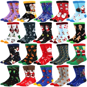 Чорап Коледна Елха Снежен Лосове Подарък Памук Happy Мъжки Чорапи Нов 2022 Есен Зима Коледни Дамски Чорапи Забавен Нова Година Дядо Коледа